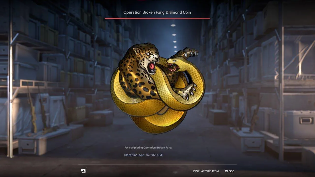 CS208 Prime, Diamond Operation Broken Fang Coin, Global Offensive Badge, Five Year Veteran Medal,  Open Market, Premier Mode Enabled 